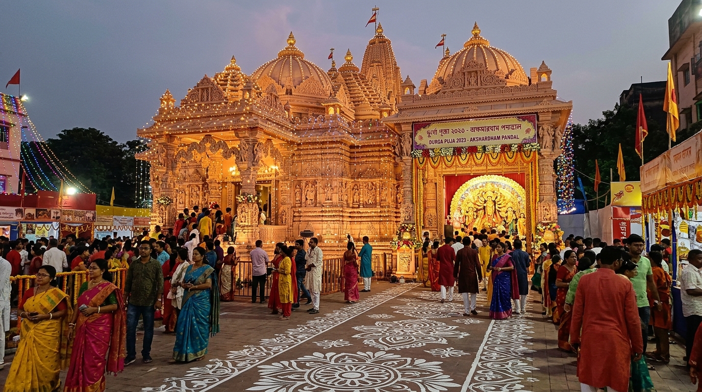 অক্ষরধাম মন্দির থিম মণ্ডপ